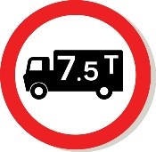 Sign showing ​No Goods Vehicles exceeding the Maximum Gross Weight Shown on the sign